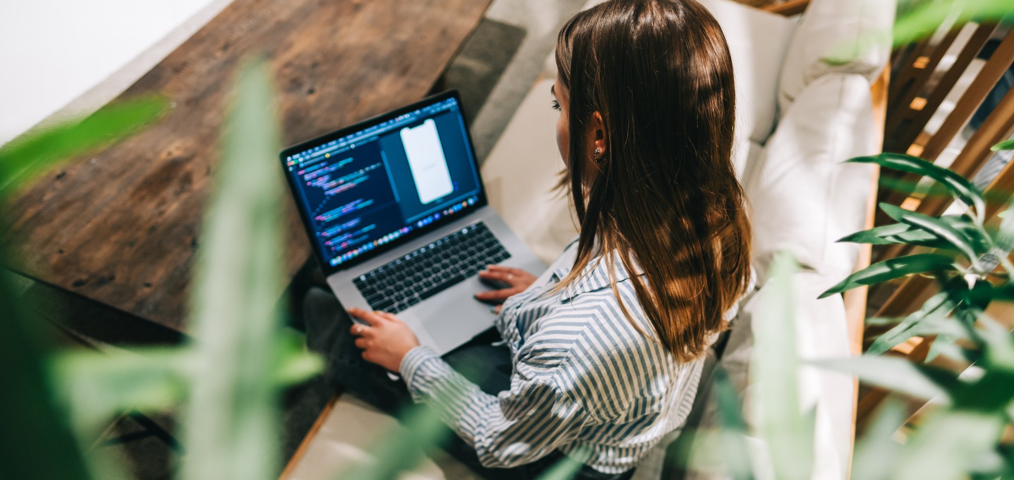 Web developer works on a website