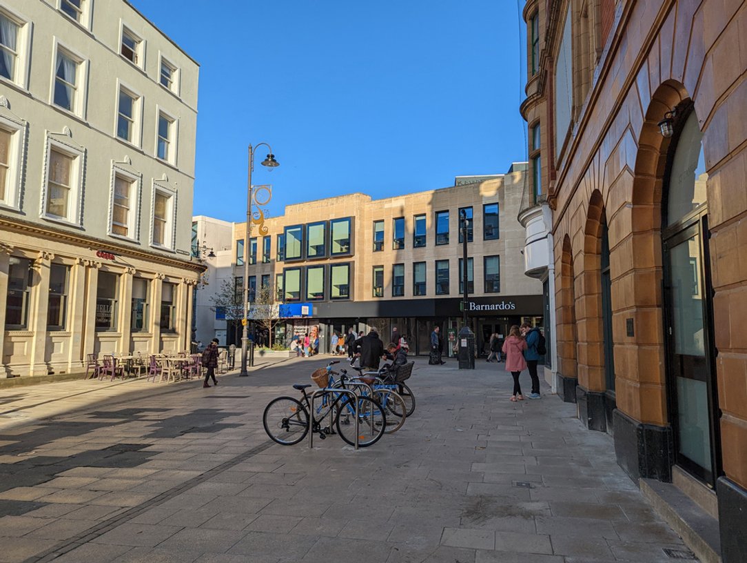 Cheltenham's town centre, where Test Valley Digital help local businesses with their websites.
