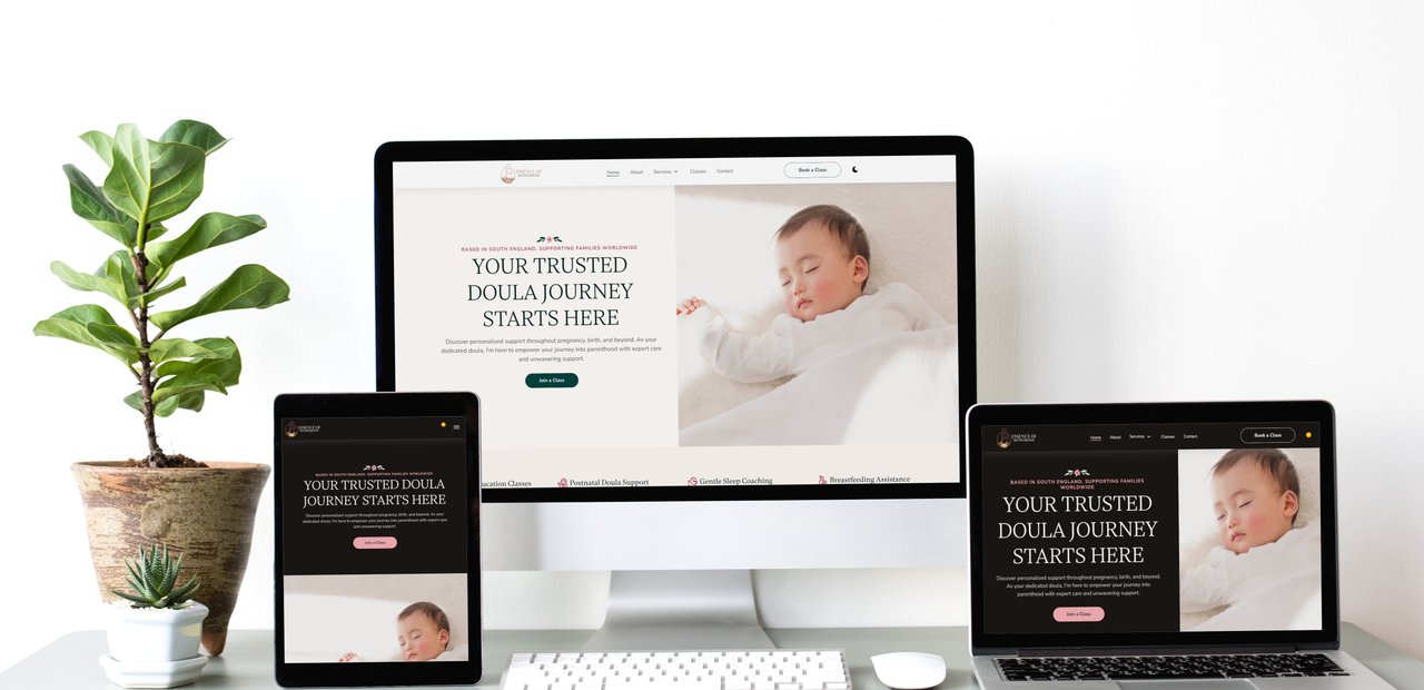 a responsive web development mockup of Essence of Motherhood