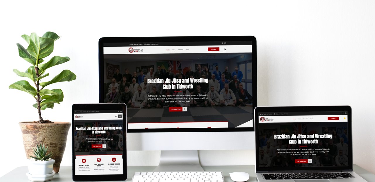 a responsive web development mockup of Petherwick Jiu-Jitsu